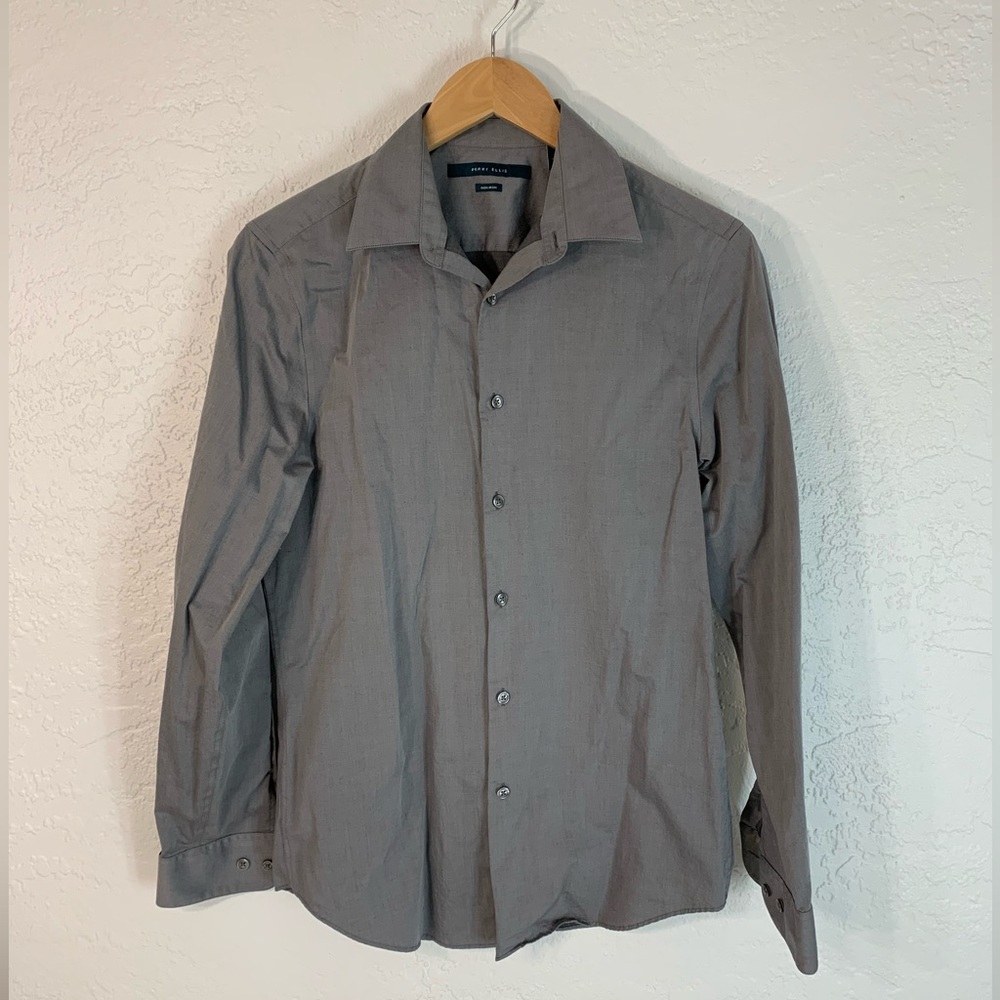 Perry Ellis grey button down S